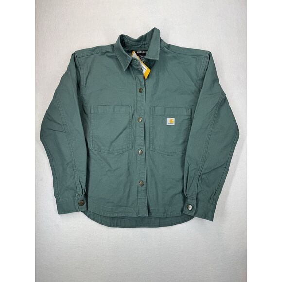 Carhartt Women's Duck Canvas Overshirt Green Large NWT $80 MSRP - Picture 2 of 4
